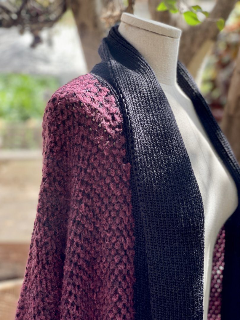 maxi cardigan tricot bicolo