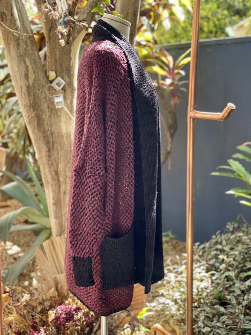 maxi cardigan tricot bicolo
